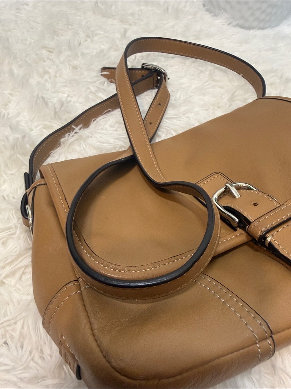 COACH Hadley Leather Field Shoulder Bag In Leather Natural - Picture 14 of 15